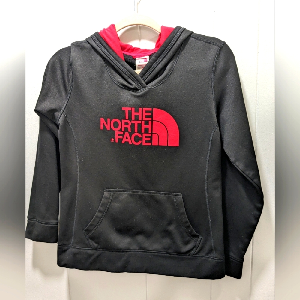 The North Face women's hoodie. Size M, black and dark pink.